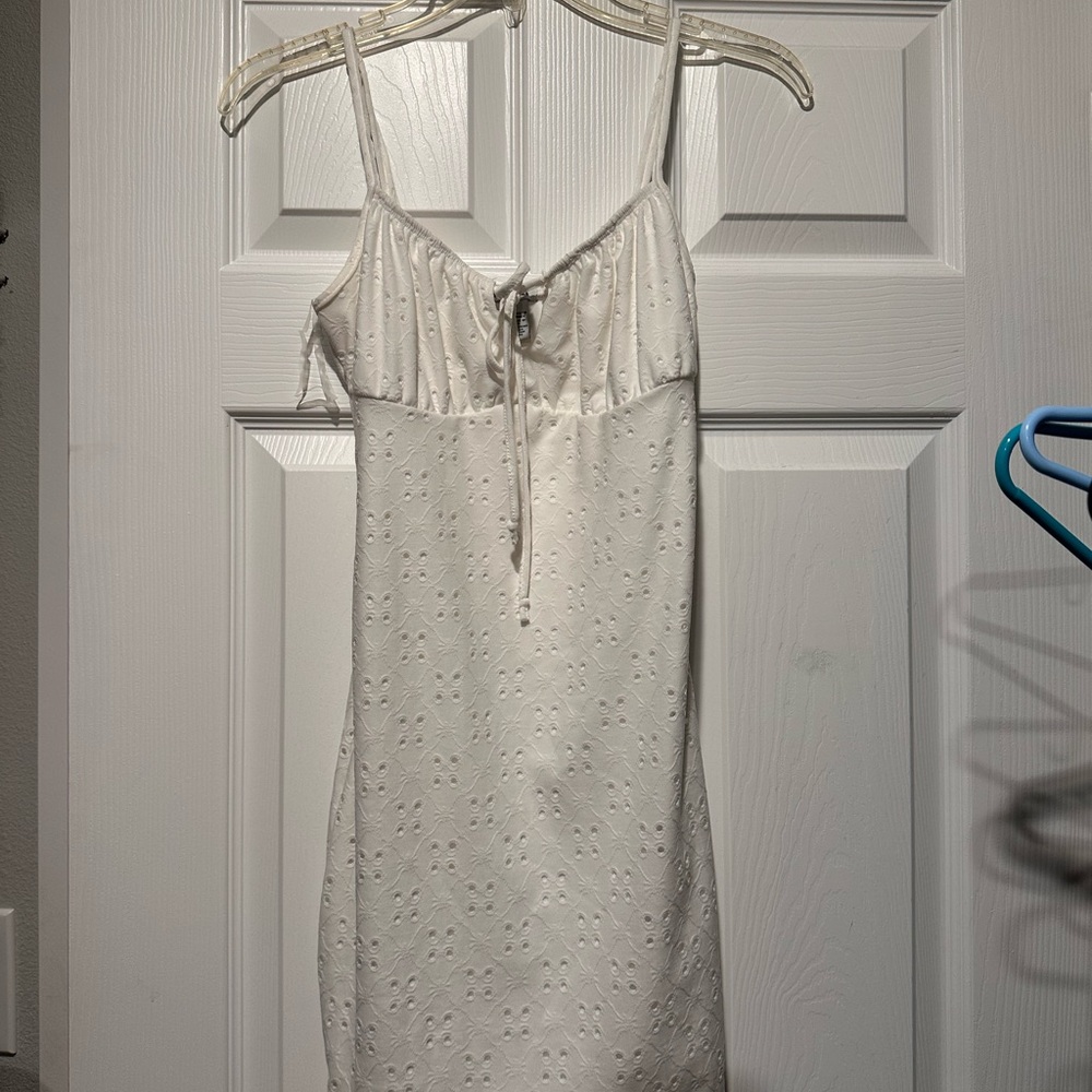 White Eyelet Dress with Spaghetti Straps